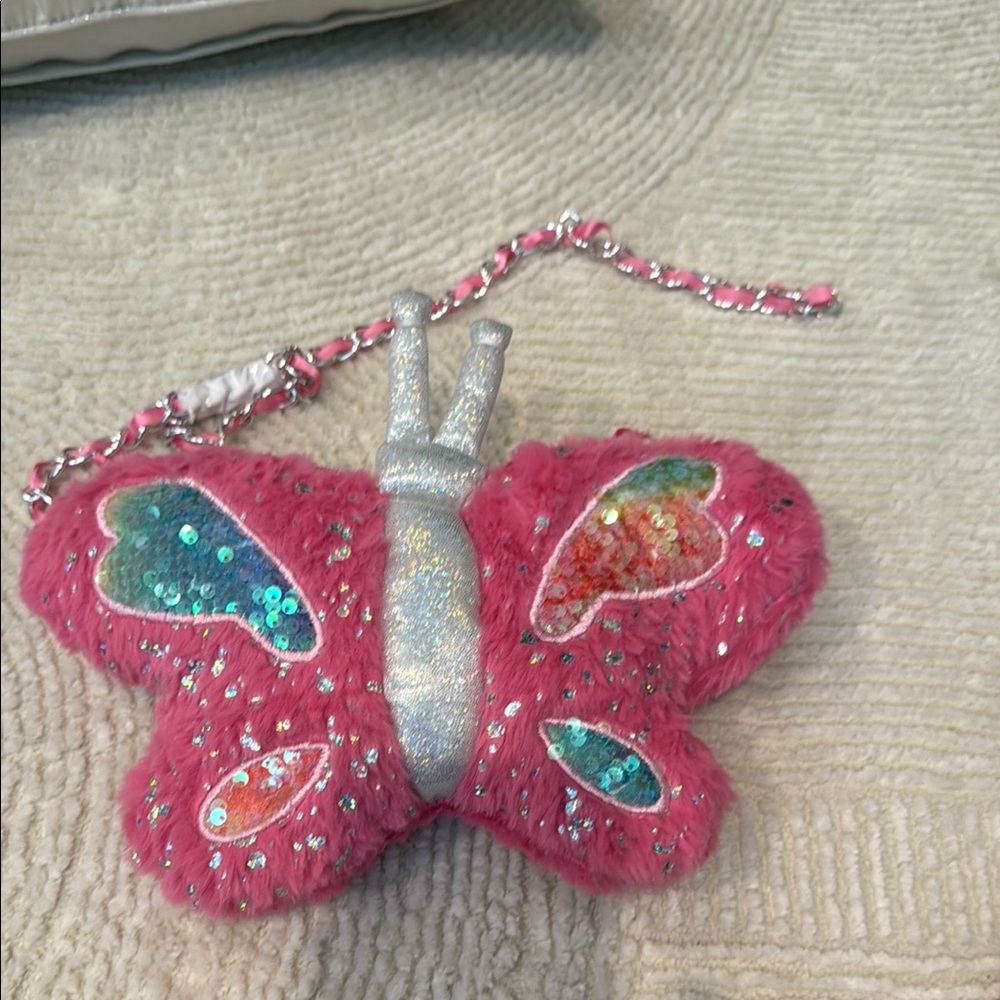 Pink Butterfly Sequin Purse/strap need repair